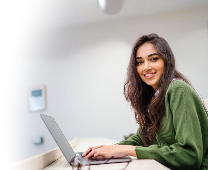 Girl using laptop